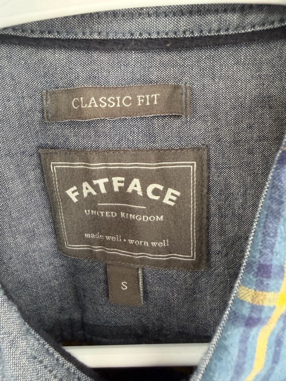 Fatface 100% Cotton Casual Button Down Shirt Blue Yellow Plaid Small - Picture 3 of 5